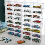 1:64 Display Case with 8 Clear Compartments, Mini Car Organizer for Matchbox and Hot Wheels, 4 Pack Showcase Cabinet